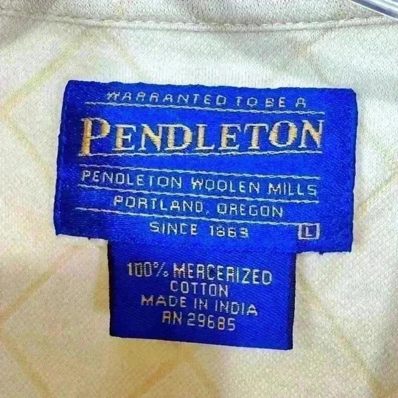 Pendleton Men's Argyle Pattern Short Sleeve Polo Shirt Size L Yellow - Picture 3 of 7